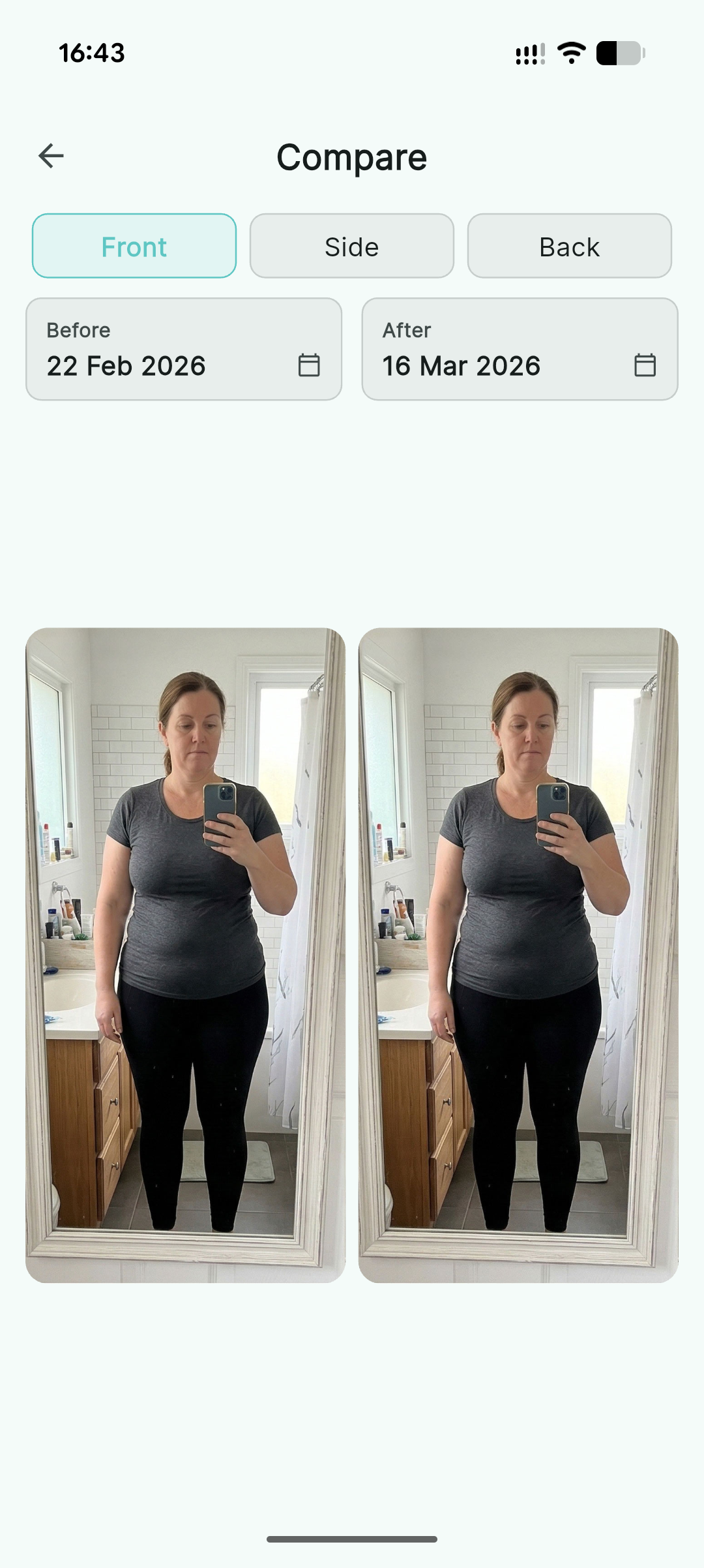 Side-by-side before and after photo comparison